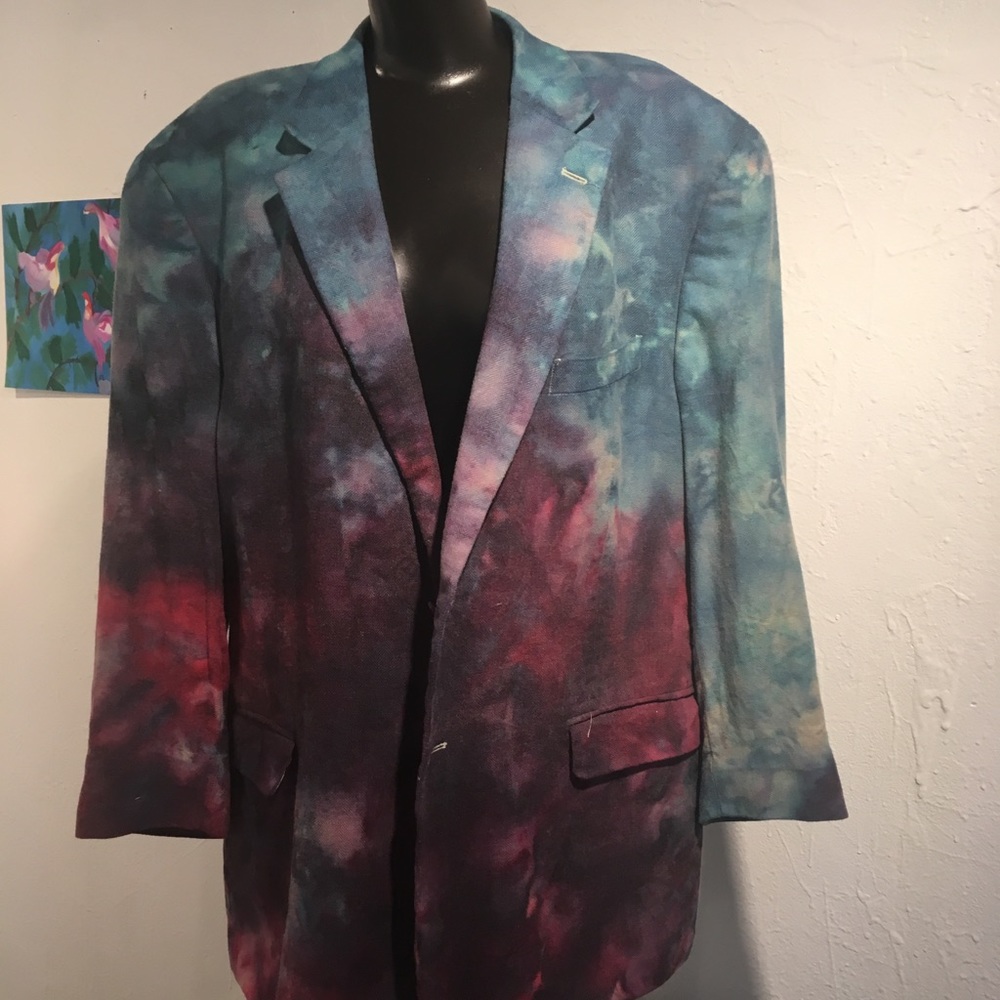 Men’s Tie Dye Blazer 48R Nordstrom Purple Blue